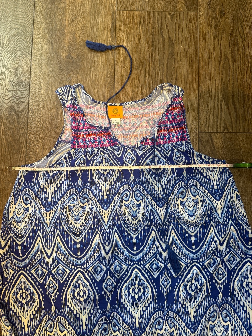Ruby Rd. Navy and Red Geometric dress - Picture 5 of 8